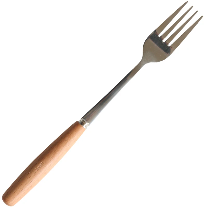 

Steel Stainless Cutlery Wooden Handle Dinner Fork Dessert Spoon Knife Coffee Teaspoon Fruit Forks Kitchen Tableware Accessories