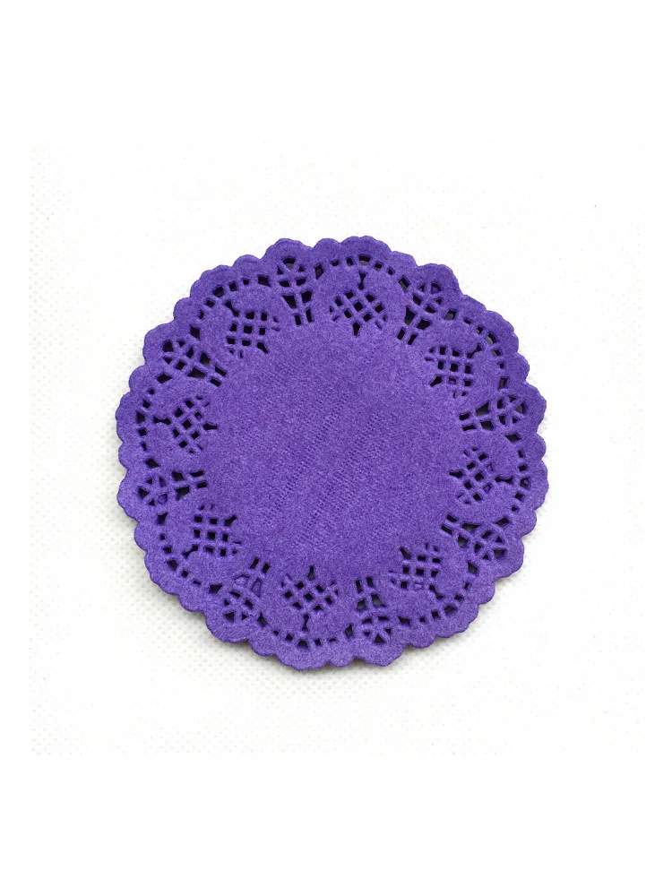 

100pcs 3.5Inch Round Diameter 88mm Purple Paper Lace Doilies for Cake Placemat Party Gift Decoration