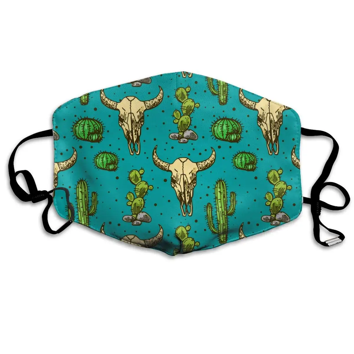 

Моющаяся многоразовая Маска С КАКТУСОМ и черепом быка, хлопковая Пылезащитная полумаска для лица для детей, подростков, мужчин, женщин, мужч...