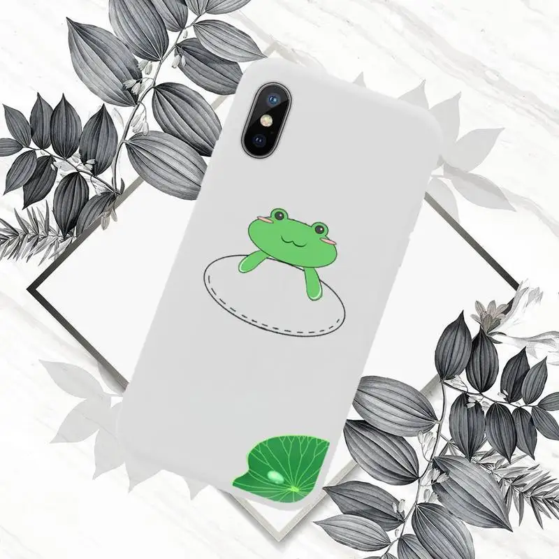 

Mint green Funny The Frog cute Phone Case Candy Color for iPhone 6 7 8 11 12 s mini pro X XS XR MAX Plus