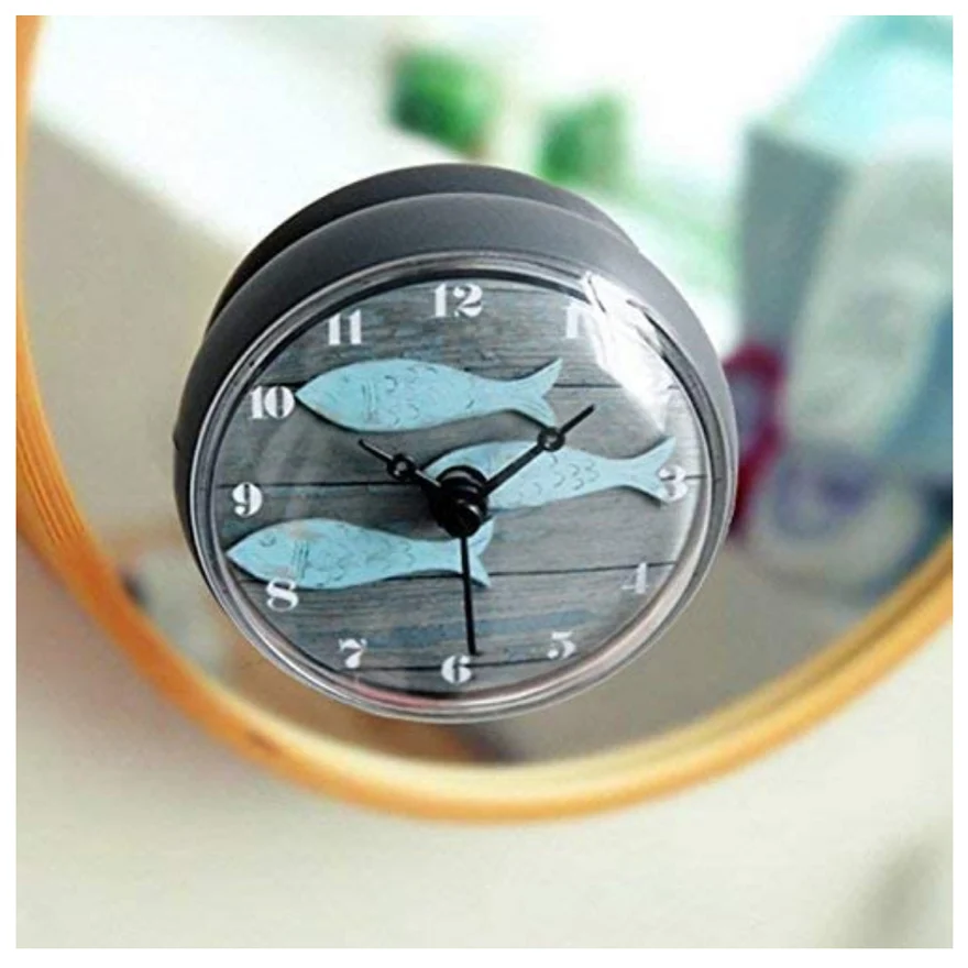 Часы настенные с цифровым циферблатом водонепроницаемые присоской круглым
