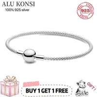 original luxury real 100 925 sterling silver pan bracelet for women snake chain bangle authentic charm high quality diy jewelry