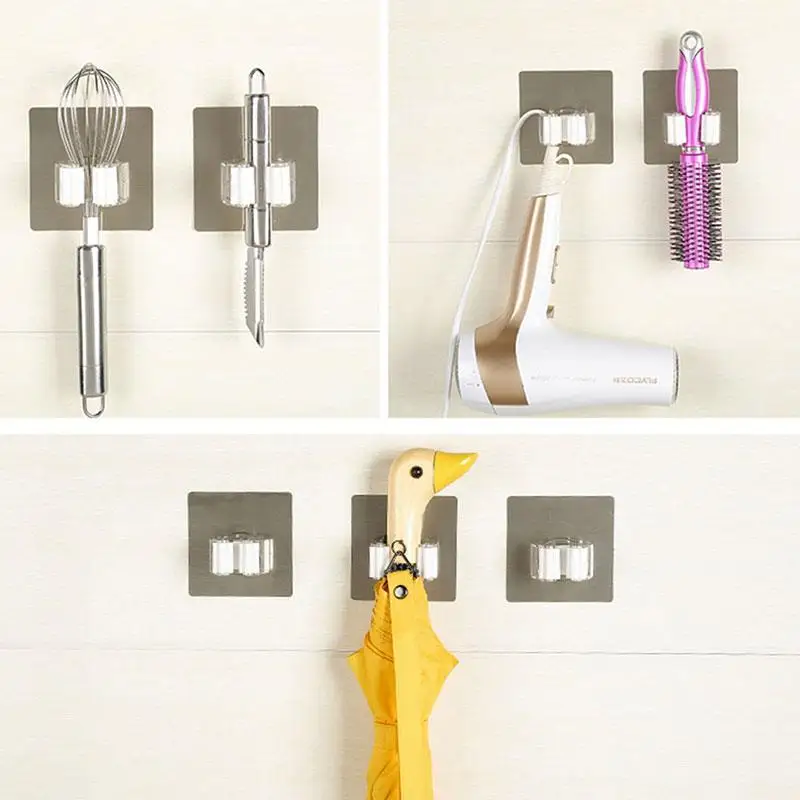 

Seamless Hooks Wall Hanging Storage Hooks Mop Hook Silver Holder Neutral Powerful Suction Accessories Mutifunctional Wall Mount