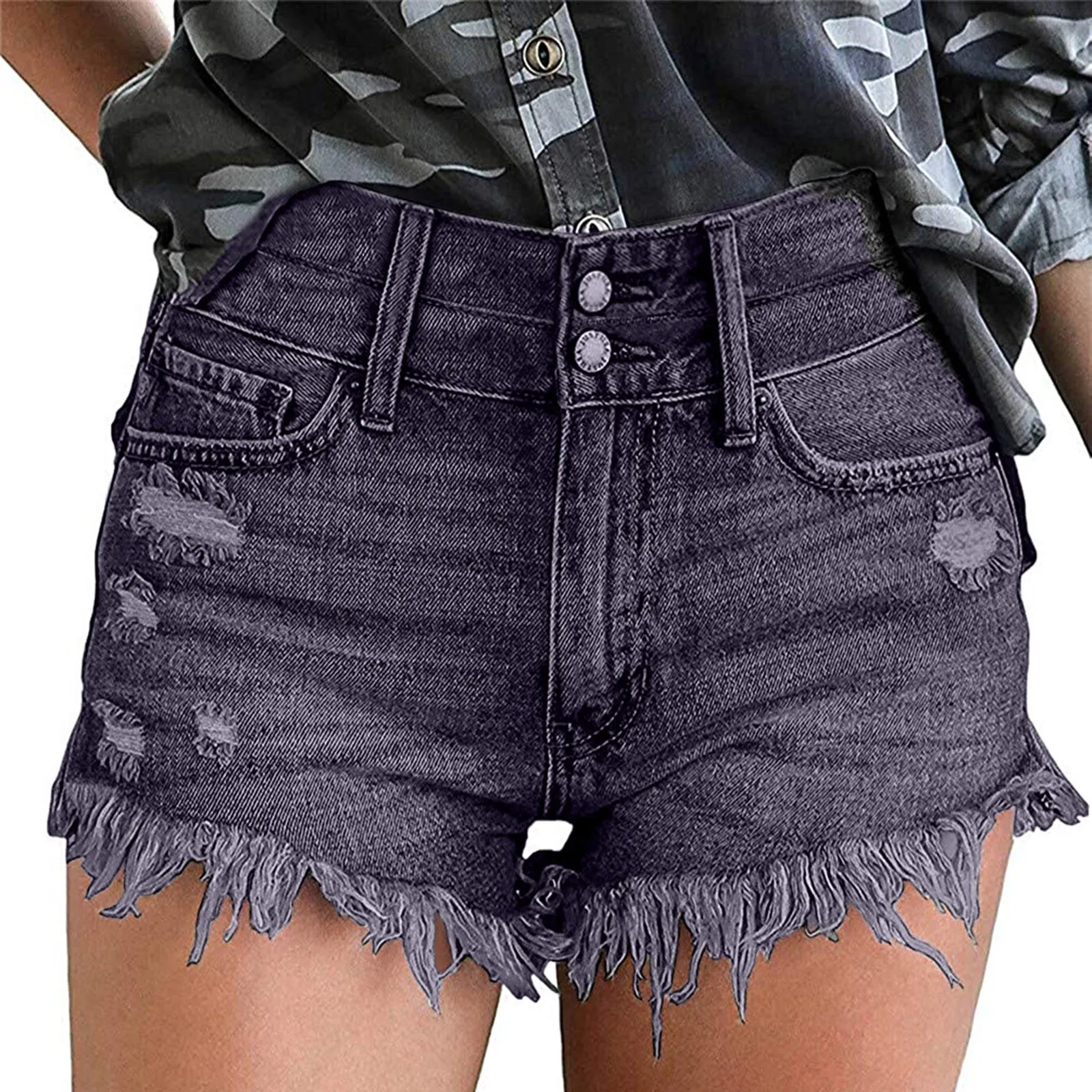 

2021 Women's Casual Denim Hole Shorts Frayed Hem Ripped Jeans Shorts Bottom Pants High Quality Comfy Daily Shorts Dropshipping