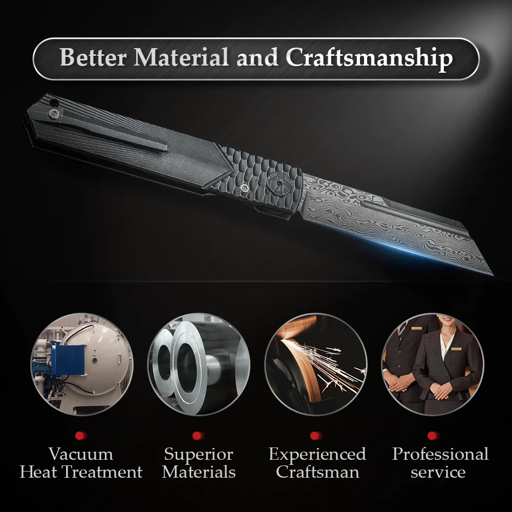 TRIVISA дамасский хигоноками Мясницкий бальд титановая ручка с карманным зажимом и