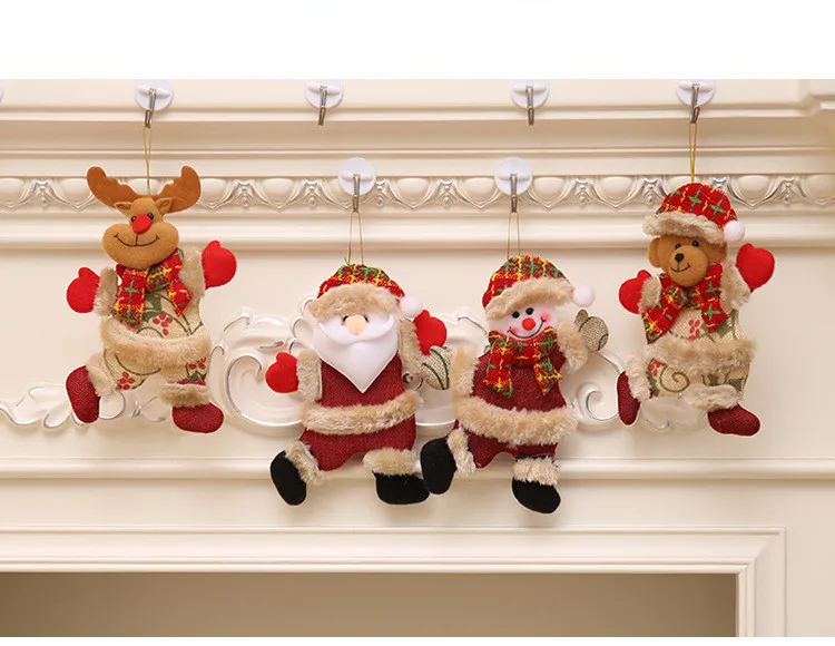 

1PC Merry Christmas Ornaments Christmas Gift For New Year Santa Claus Snowman Tree Toy Doll Hang Decorations for Home QA 244