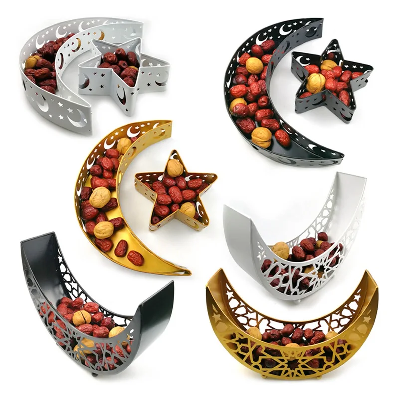 

ИД Мубарак Moon поднос посуда Десерт Еда контейнер для хранения висячий Железный поднос Луна домашнего украшения для ужина пластина