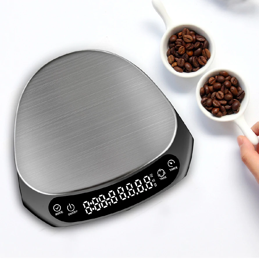 B&aacute;scula de caf&eacute; Digital LED con temporizador, accesorios de caf&eacute; Espresso por goteo, 2kg/0,1g-3