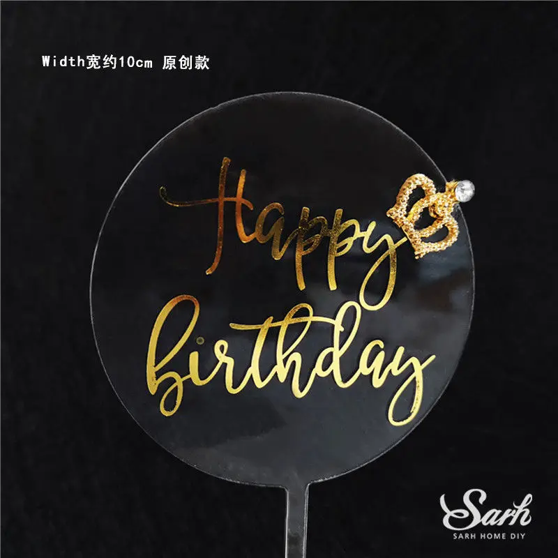 2pc crown birthday C 2 шт., золотой, черный, с надписью «Happy Birthday», «Oh Baby», крючок, топпер для торта, для выпечки, вечерние украшения, подарки на день Святого Валентина, юбилей, любовь - Цвет: 2pc crown birthday C