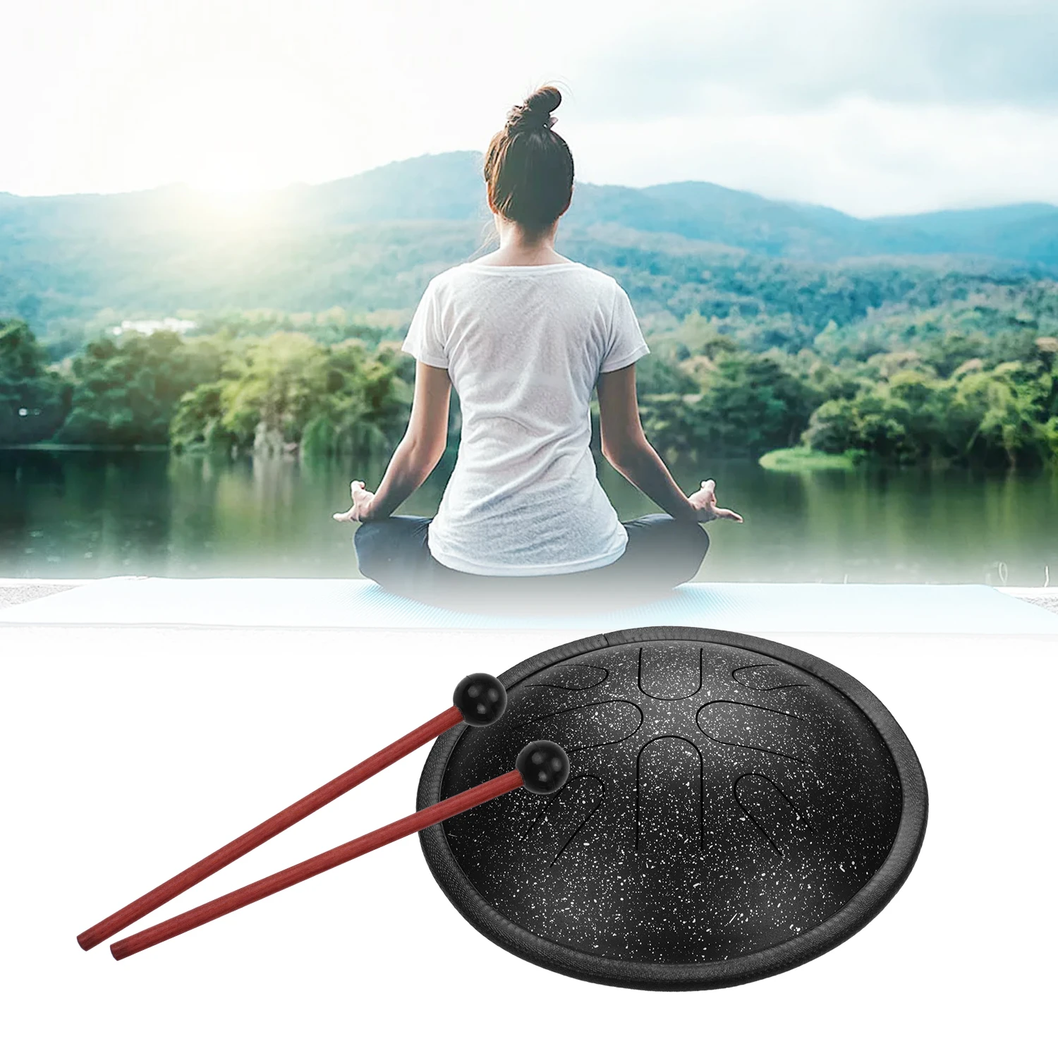 

10 дюймов, 8 записей, ручной барабан, стальной барабан для языка, портативный дорожный барабан, перкуссионный инструмент с молотком, сумка для...