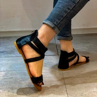 wedge sandals womens 2021 summer snakeskin roman shoes large size casual flat shoes strappy ankle platform sandals