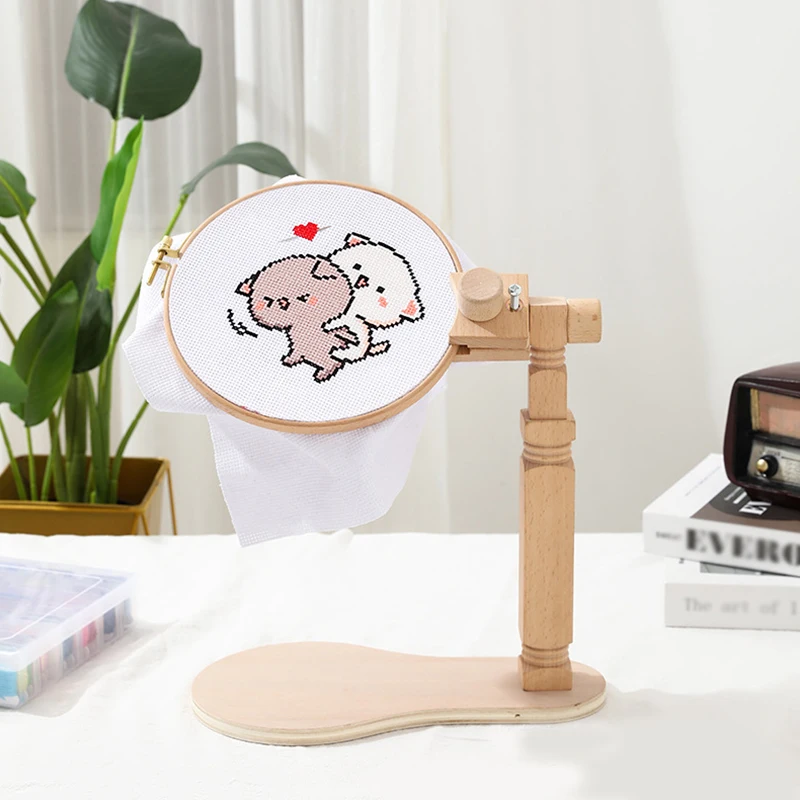 

Adjustable Cross Stitch Frame Desktop Embroidery Frame Wooden Embroidery Hoop Vertical Embroidery Frame for Adults Mother Gift