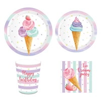 summer diy ice cream theme disposable napkins of tableware sets for birthday party baby shower party decorations