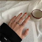 6 шт.компл. Золотыечерные геометрические металлические кольца для женщин, панковские перстни, минималистичные гладкие ювелирные изделия для девочек, вечеринок, бижутерия для женщин