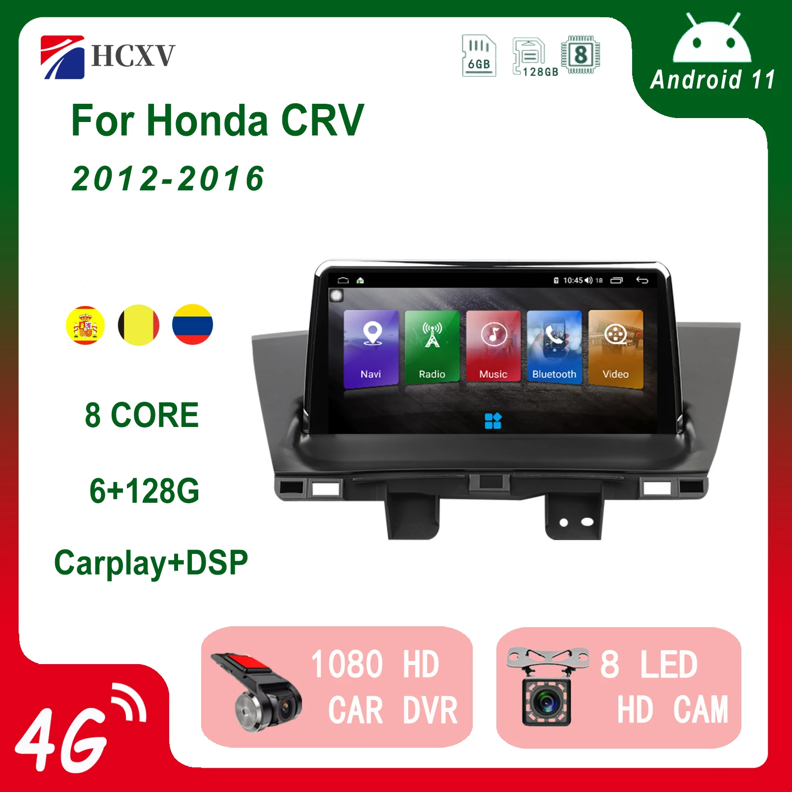 

Автомобильная стереомагнитола HCXV Android для Honda CRV 2012-2016 Автомобильная навигационная и мультимедийная система Dvd плеер аудио Gps авторадио ради...