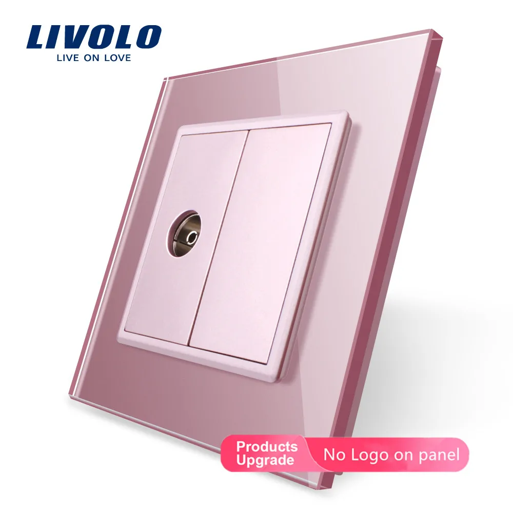 Livolo /розничная, 4 цвета, с украшением в виде кристаллов Стекло Панель, 1 Gang ТВ гнездо/выход VL-C791V-11/12/13/15, без переходник
