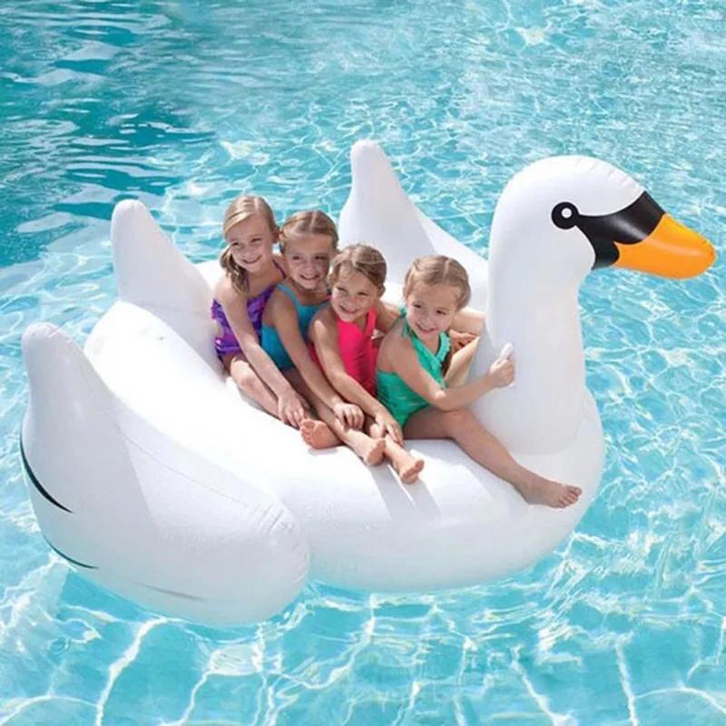 

60 Inches Giant Inflatable White Swan Float Swimming Pool Toys Air Mattress Circle Ring Water Bed For Adult Women Children Gifts