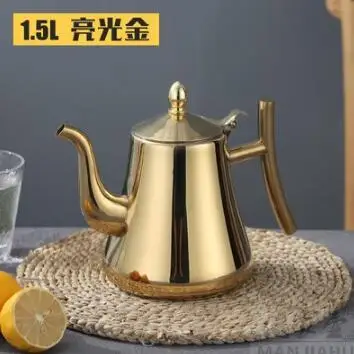 1.5L-gold Модные золотые и серебряные Цвет Чай чайник с фильтром Тип отель Чай чайник 304 Нержавеющая сталь воды чайник для воды 1L/1.5L/2L - Цвет: 1.5L-gold