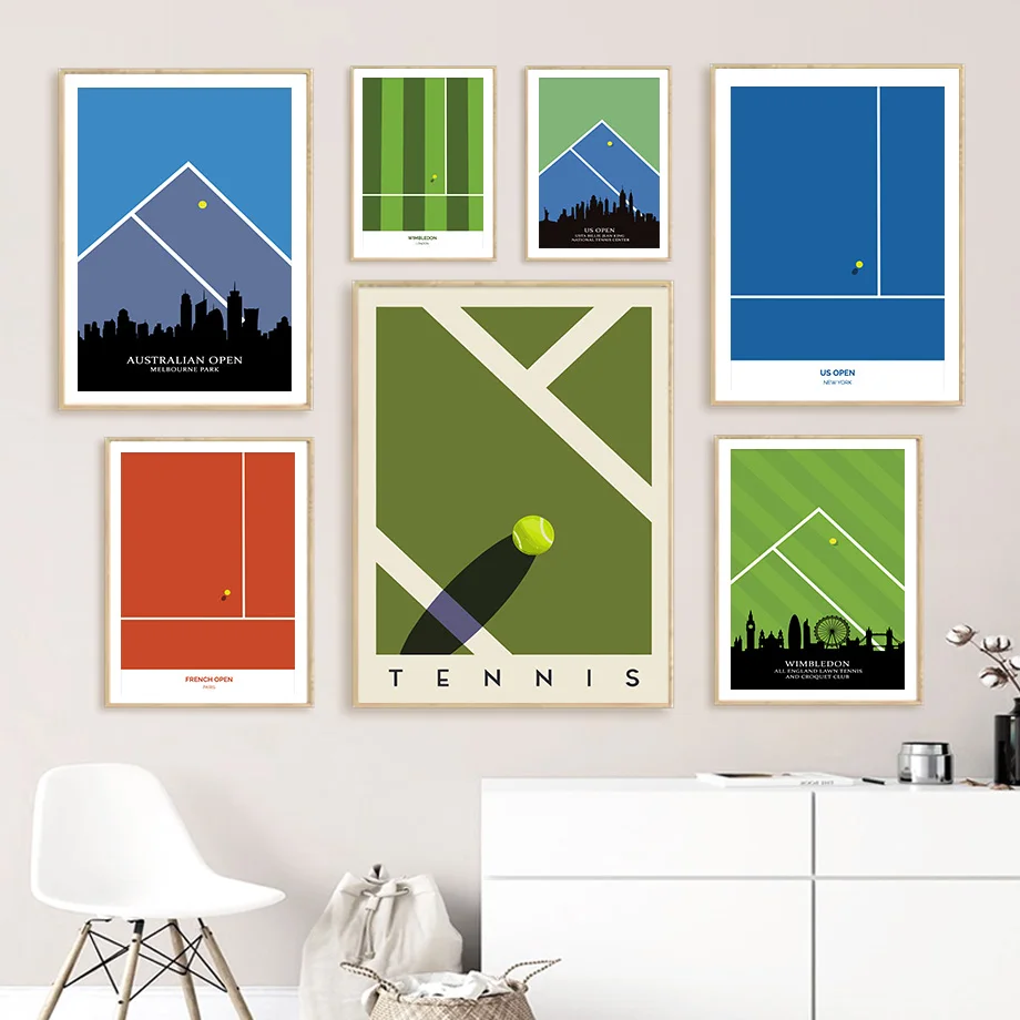 

Tennis Grand Slam Wimbledon, France Open Wall Art Canvas Painting Nordic Posters and Prints Living Room Decoration Wall Picture