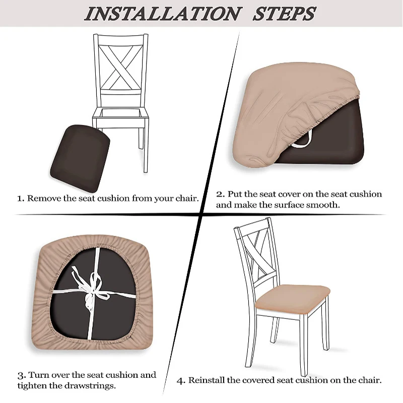 Jacquard Upholstered Cushion Solid Spandex Dining Chair Cover Washable Furniture Protector Removable 1/2/4/6pcs | Дом и сад