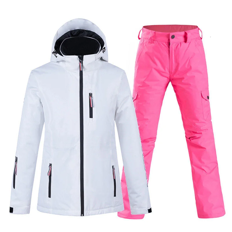 Новый комплект белых снежинок для женщин ветрозащитный лыжный костюм