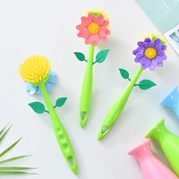 sunflower shaped cleaning brush household pot washing brush with long handle no harm to hands dont damage the cooking utensils