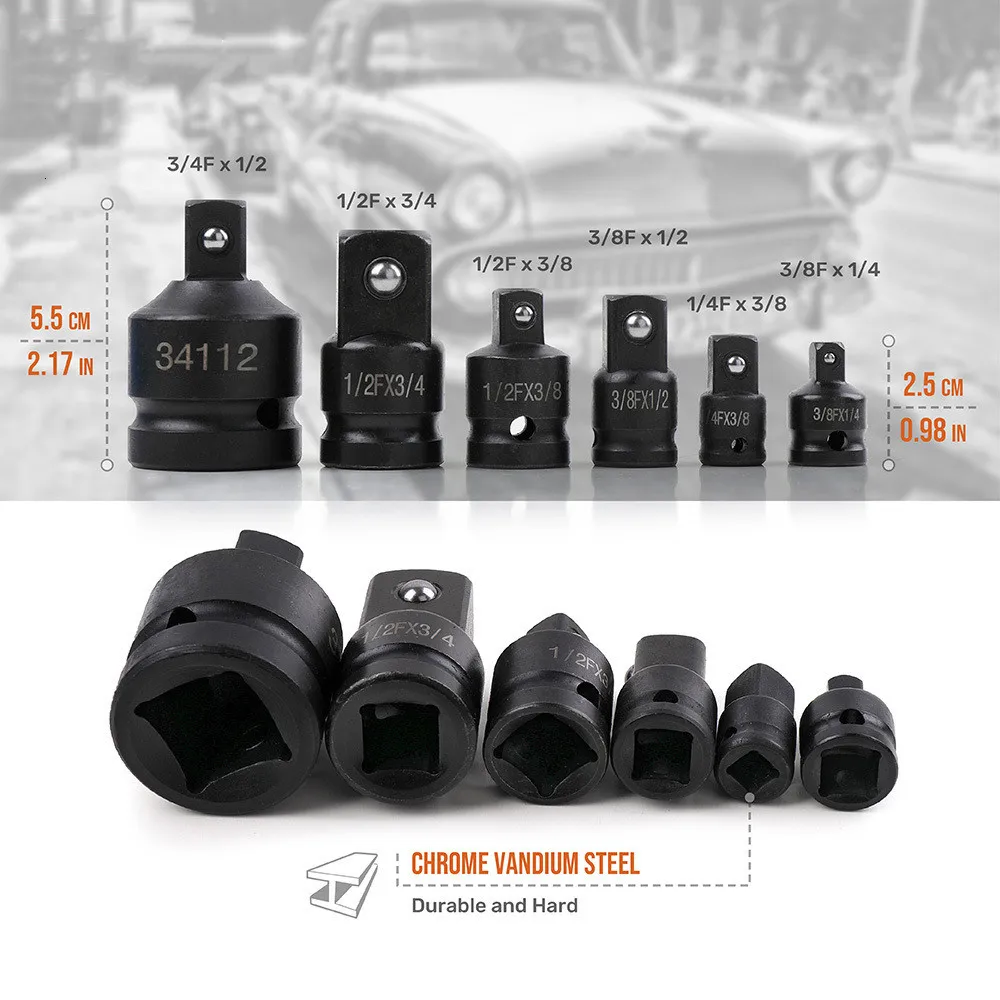 Конвертер редуктор набор головок ударный адаптер 1/2 3/8 1/4 для автомобиля
