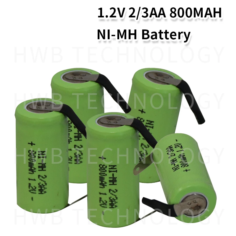 10 шт./лот новый оригинальный 1 2 В 2/3AA 800 мАч Ni-MH 2/3 AA аккумуляторная батарея с Pins