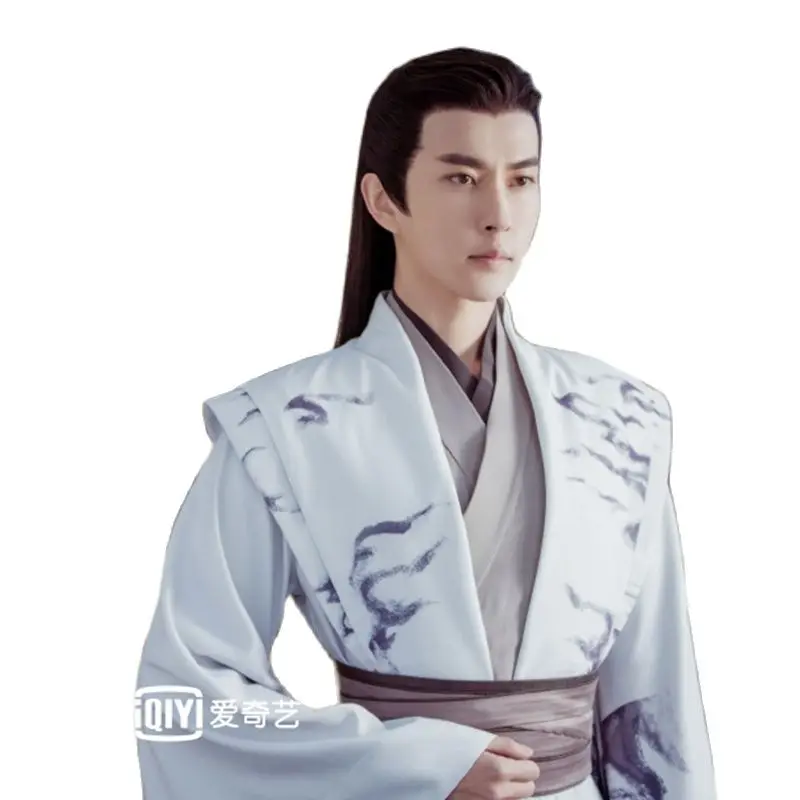 Восточное платье Hanfu Мужская льняная одежда kungfu древнее представление рыцарь