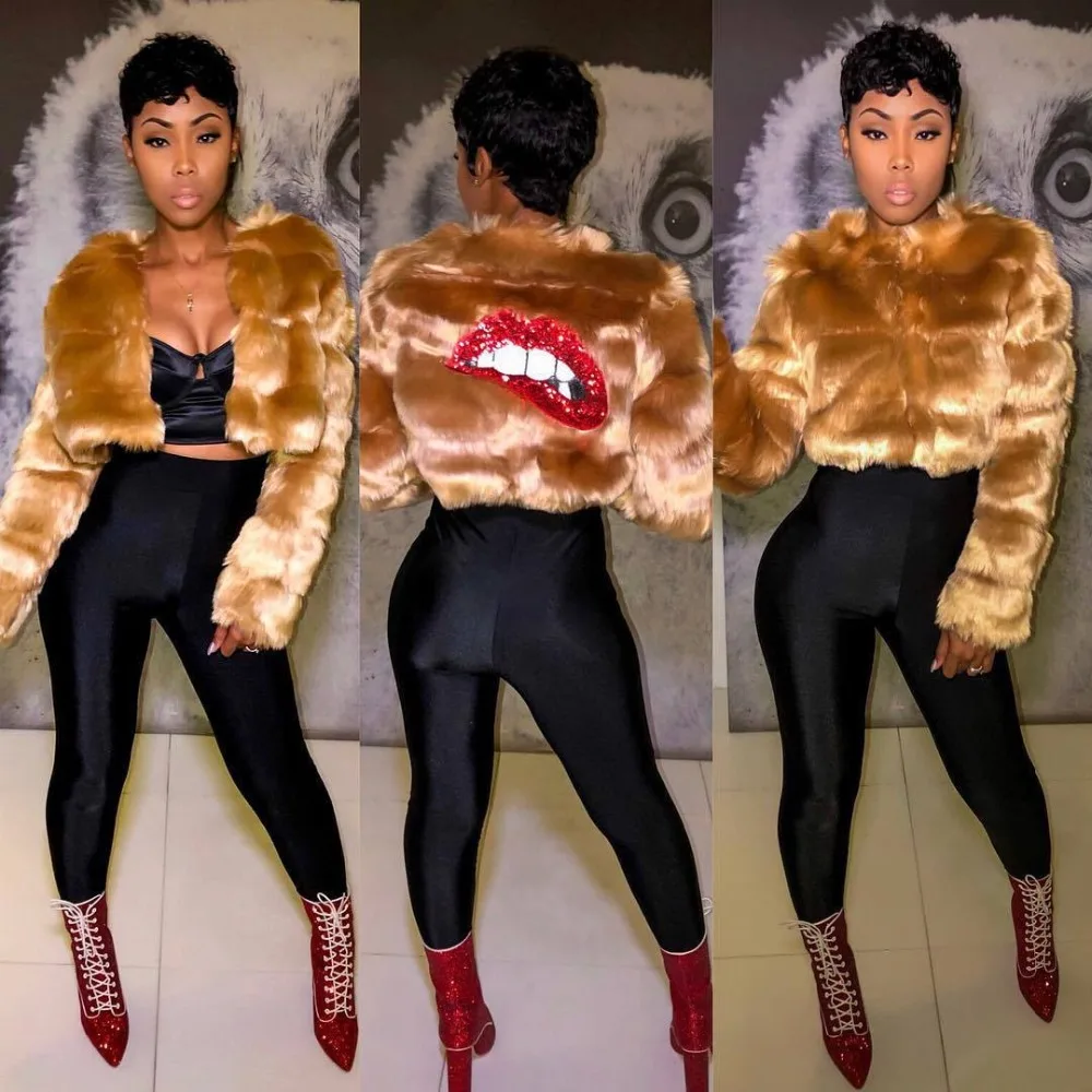 Женские меховые теплые топы пикантные зимние и весенние куртки с длинным рукавом