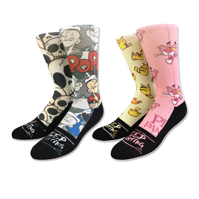 

1 Pairs Anime Print Socks Men's Women Crazy Cartoon Movies Anime Novelty Socks Knee-High Hip Hop Unisex Creative Skateboa Socks