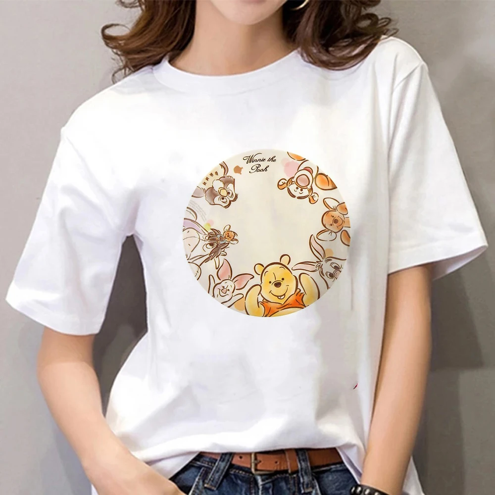 

Короткие рукава Harajuku Leisure Girl Футболка Dropshi Симпатичные Винни Пух и его друзья печатные футболки с мультяшным принтом женские