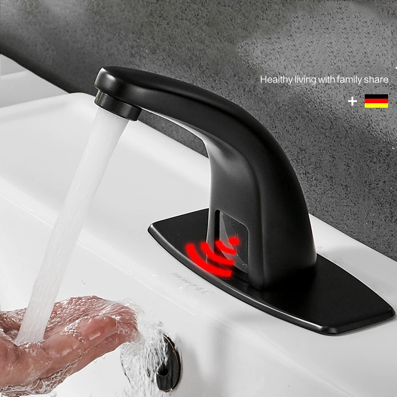 

Матовый черный смеситель для горячей и холодной ванной комнаты, автоматический сенсорный смеситель для воды, батарея, кран для умывальника,...