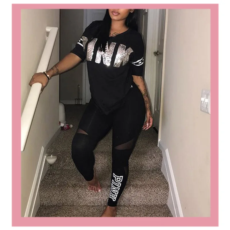 Блестками костюм для женщин топ Футболки мальчиков и девочек длинные штаны