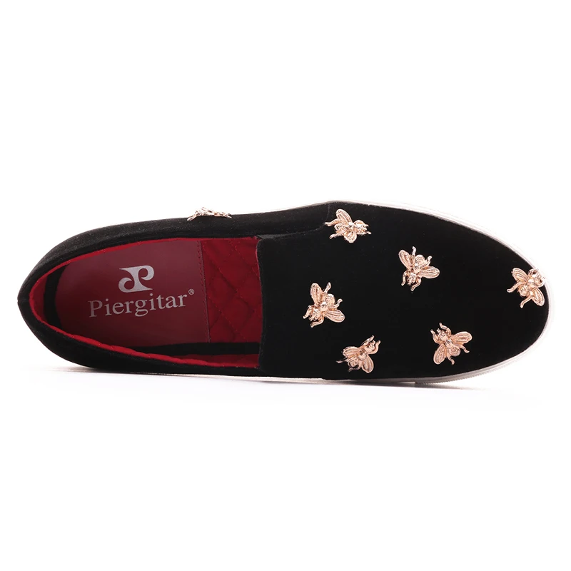 Мужские бархатные туфли Piergitar ручной работы Стильные лоферы с золотистыми