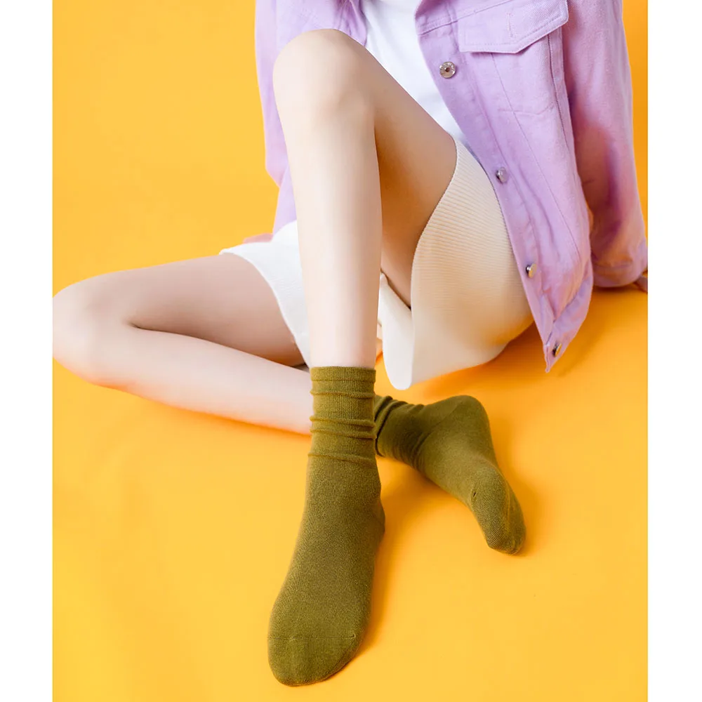 New Women's Cotton Colorful Fashion Casual High Quality Breathable Solid Color Socks Cheap Wholesale 5 Pair