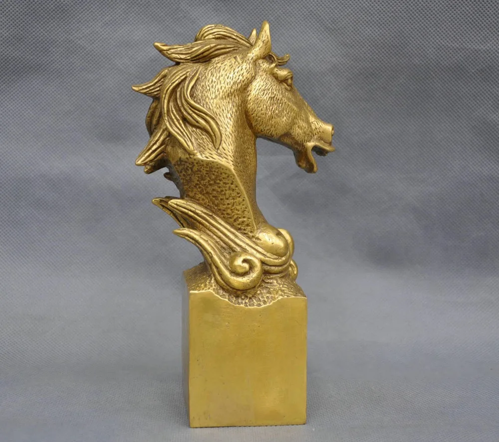 8 &quotКитайский Зодиак животное голова лошади бюст латунная статуя | Дом и сад