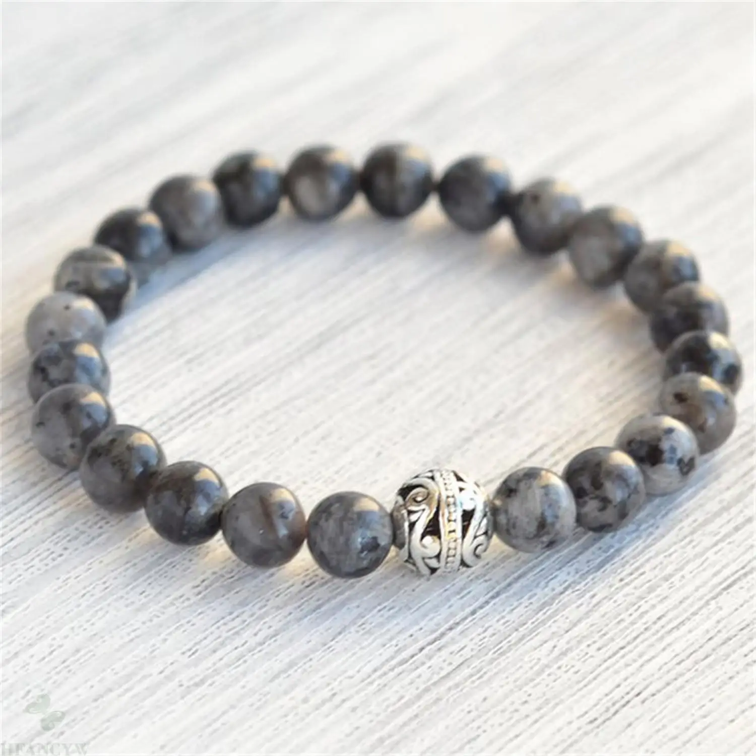 8 мм Larvikite Лабрадорит бусы ручной работы Mala браслет Тибетский Молитва мала Йога