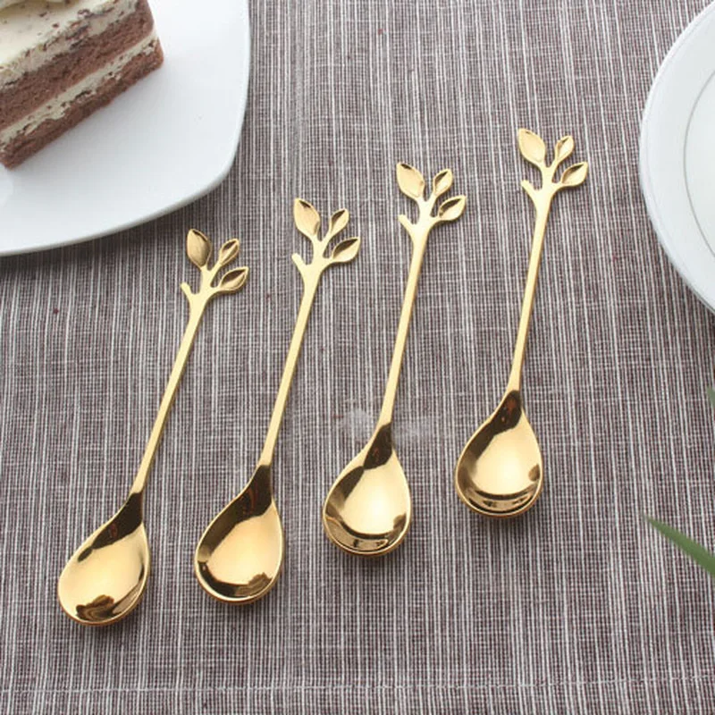 Ложка в скандинавском стиле с листьями креативная ложка из нержавеющей стали