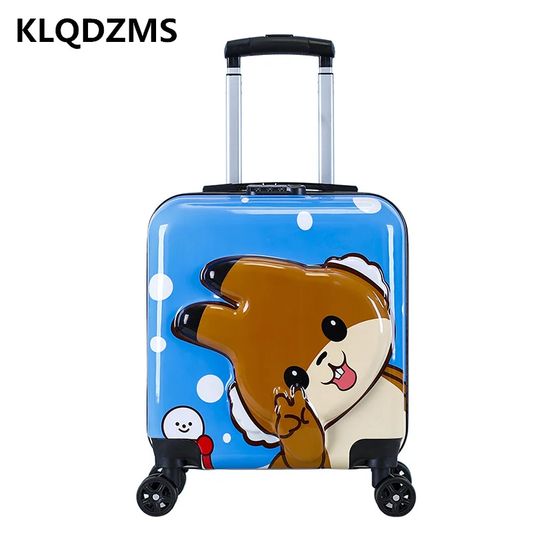 KLQDZMS 18 Inch Cartoon Trolley Luggage Bag Children's  Outdoor Travel Suitcase Kids Boarding Luggage Travel wheeled Case