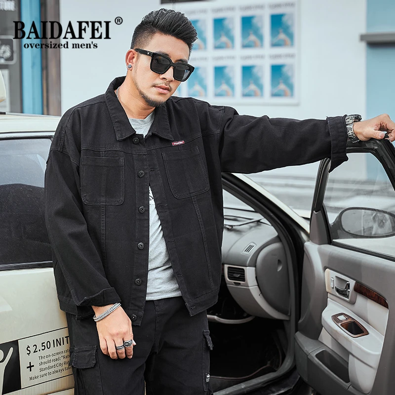 

Plus Size 6XL 8XL Mens Fashion Clothing Trends Korean Style Batwing Sleeve Loose Denim Jacket 2021 New Casual Black Jean Coat