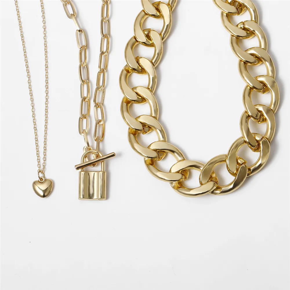 3 шт./компл. панк ожерелье с висячим замком педант хип-хоп для мужчин многослойное