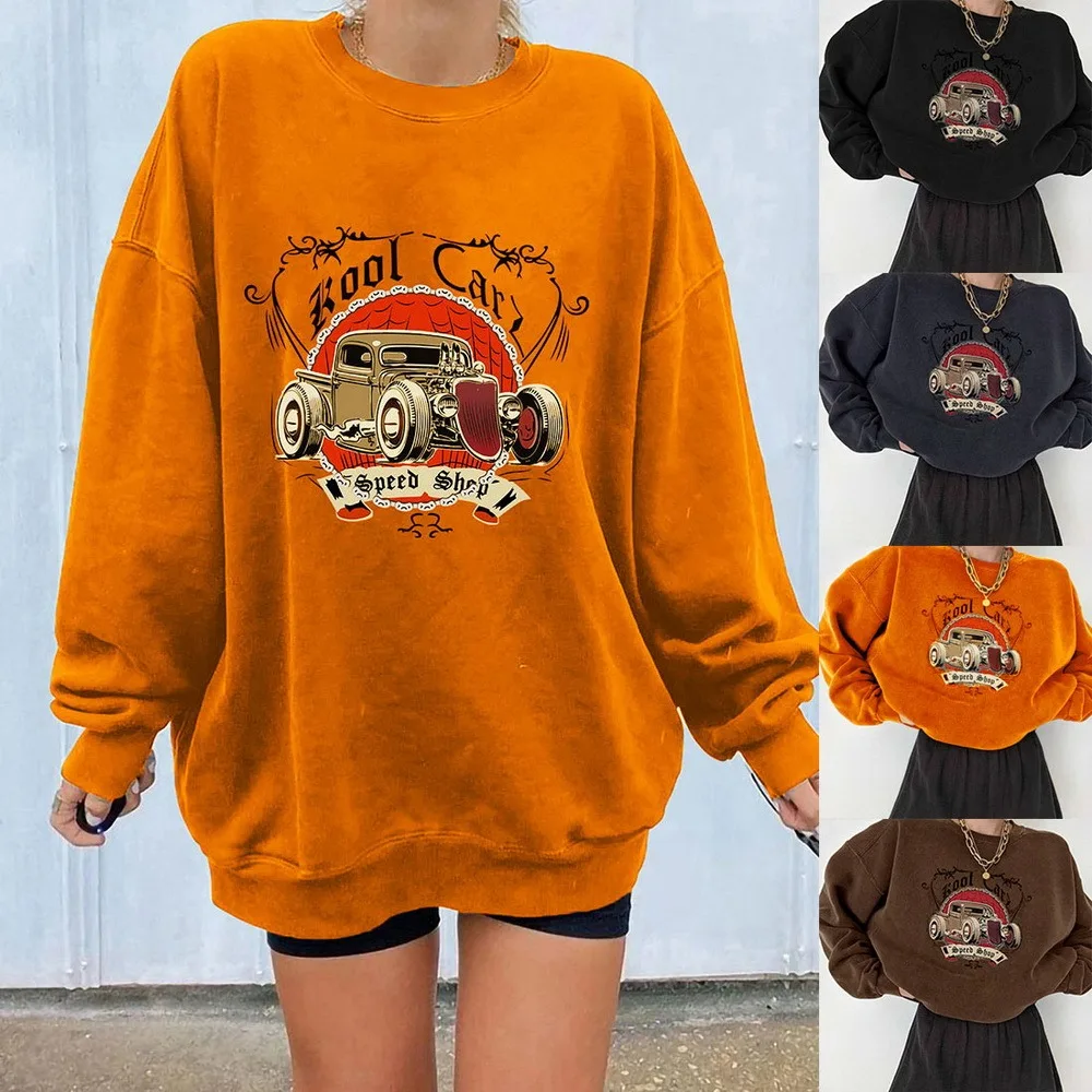 

Women Printed Pullove Crewneck Oversize Sweatshirt Fashion Hoodies Casual Sports Streetwear student Top Autumn Korean Hoodie