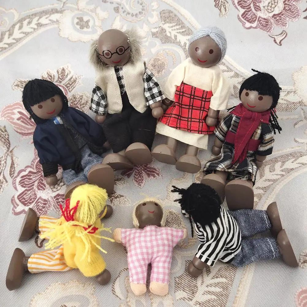 7 шт. фигурки для кукольного домика деревянные миниатюрные Семейные куклы