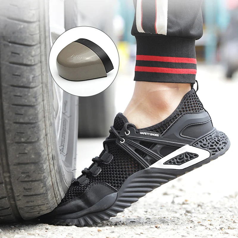 

Breathable Men's Safety Shoes with Steel Toe Cap Lightweight Men Work Boots Indestructible Shoes Puncture-Proof Working Sneakers