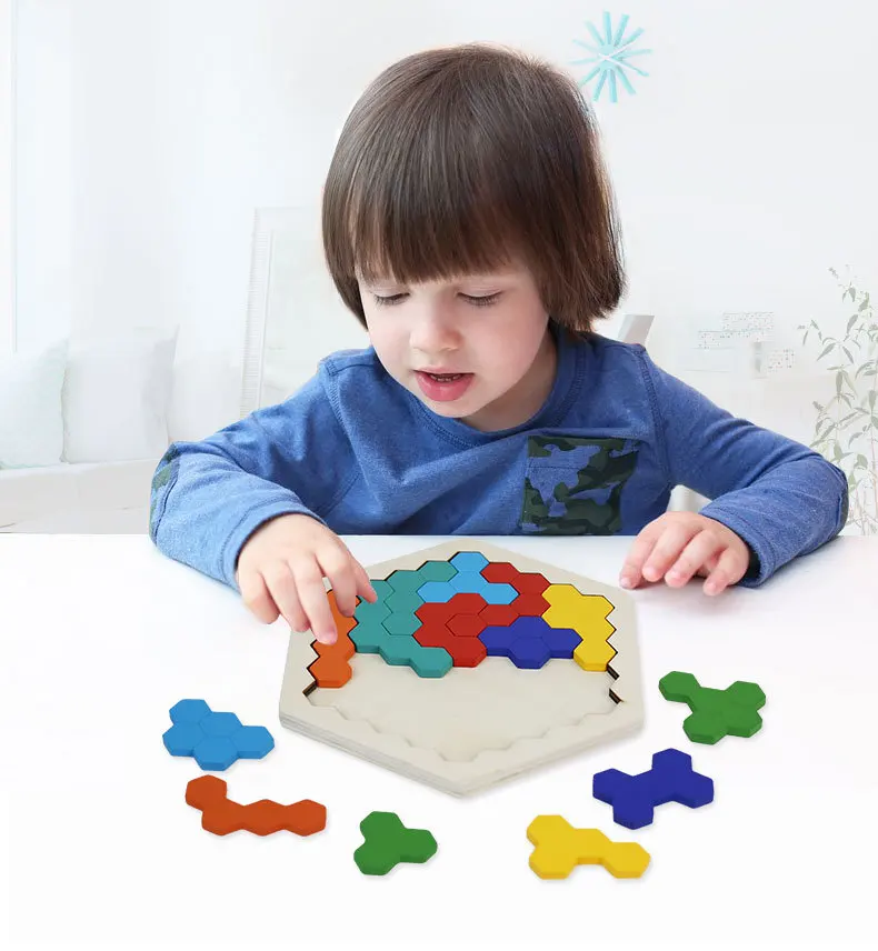 3D Деревянные Пазлы настольные Игрушки Tangram Детские геометрические головоломки