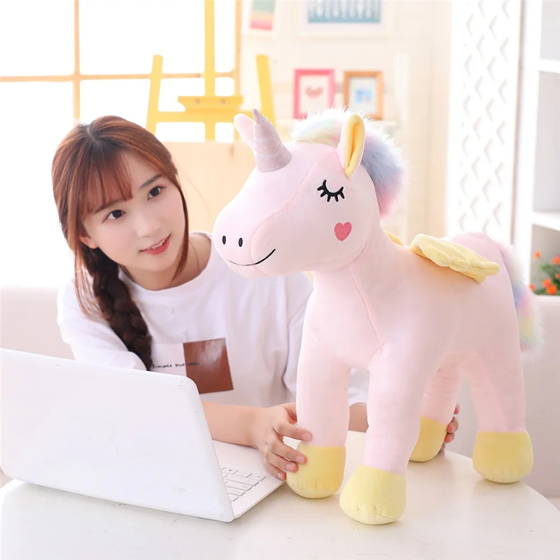 

New Kawaii Sweet Colorful Unicorn Plush Toy Soft Cartoon Animal Pink/Blue Horse Stuffed Doll Home Decoration Chil Birthday Gift