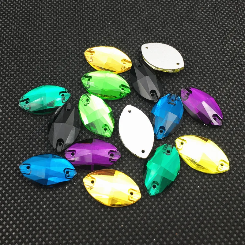 Стеклянные стразы для пришивания все размеры цвета 3223 navette кристаллическое