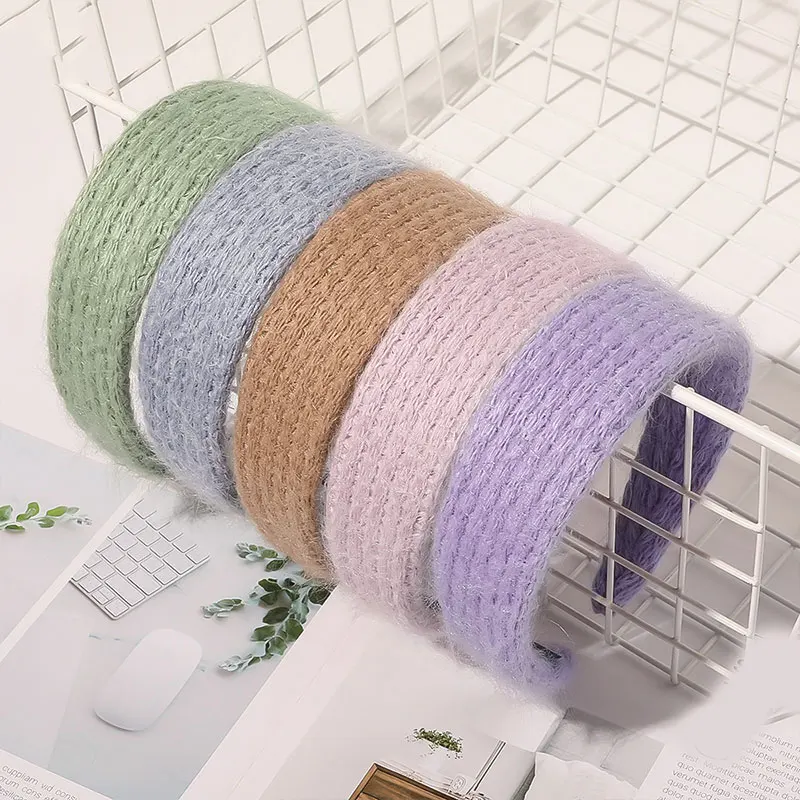 

Wool Knitted Hairbands Headband Soft Non-slip Wide Head Hoop Weave Hair Hoop Vintage Hair Accessories Headdress bezel Hairbands