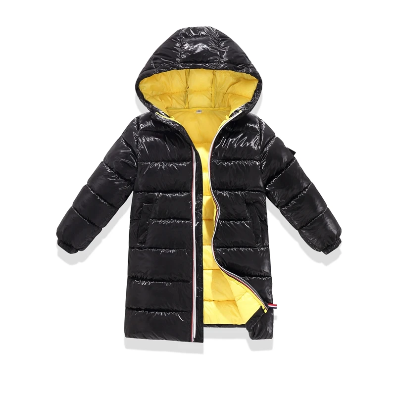 Sundae Angel Gilding Fabric Glossy Long Jacket Winter For Girls Hooded Warm Down Cotton Boys Outerwear Children's Parkas Coats